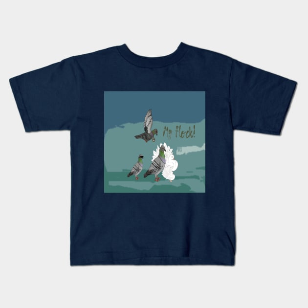 My Flock - Pigeon Flock Kids T-Shirt by ABY_Creative